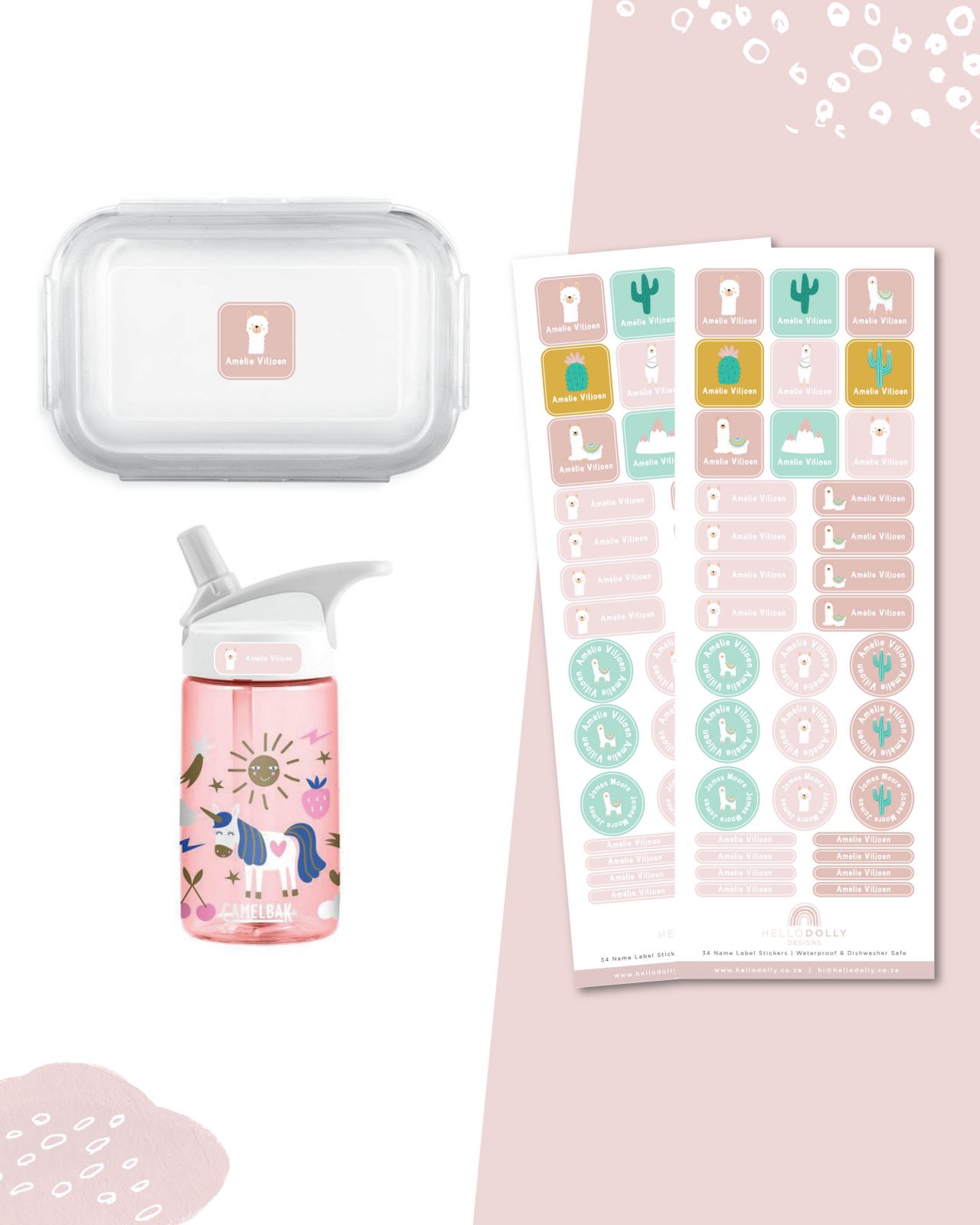 Llama Girl Name Labels | Hello Dolly Designs