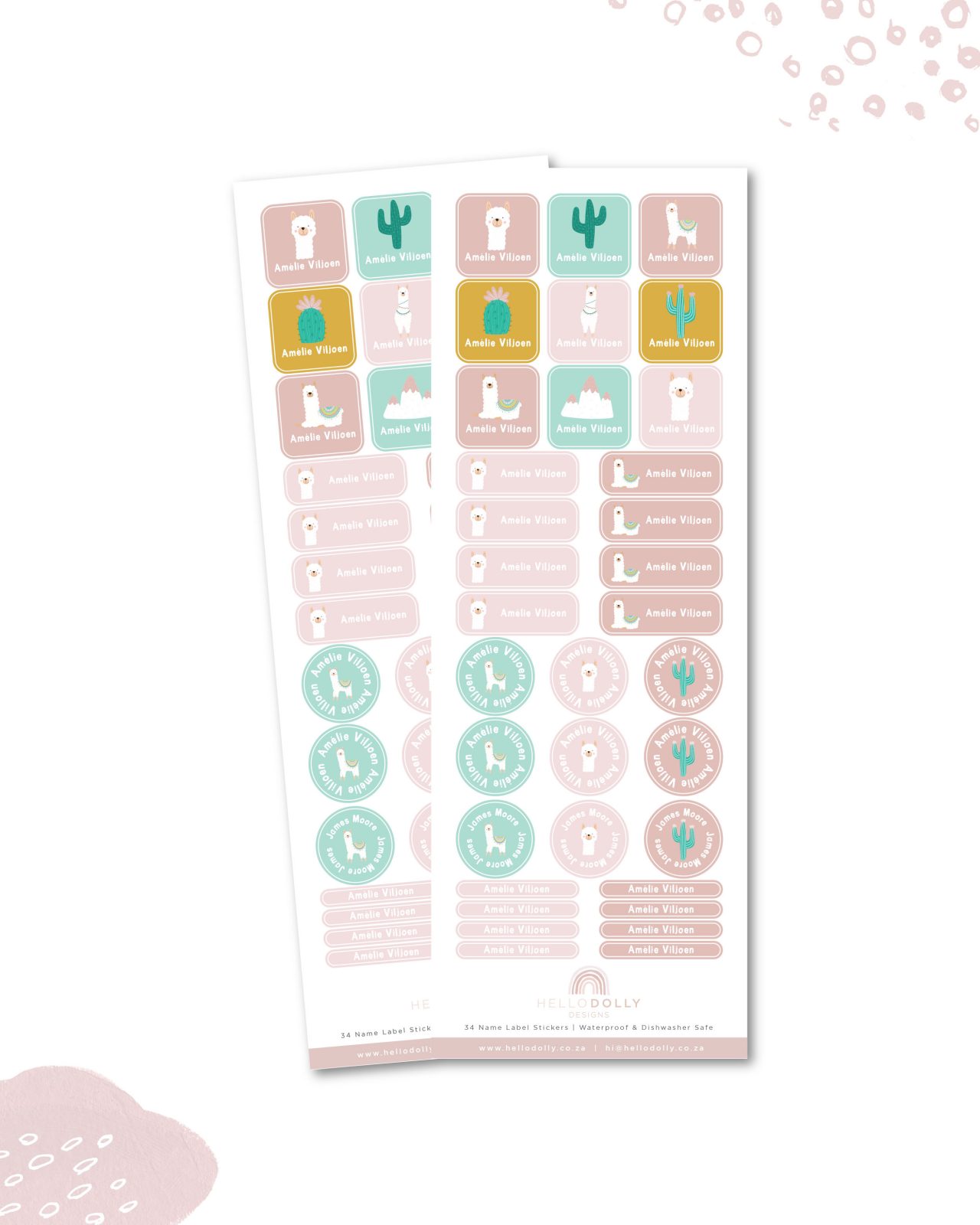 Llama Girl Name Labels | Hello Dolly Designs