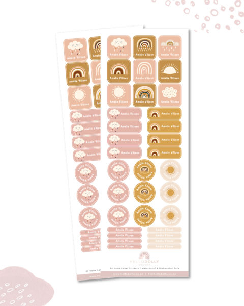 Rainy Rainbows Name Labels | Hello Dolly Designs
