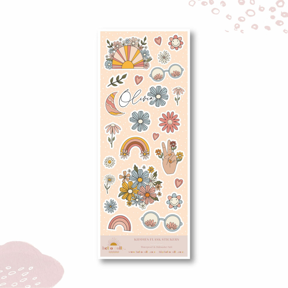 Floral Child Flask Stickers | Hello Dolly Designs