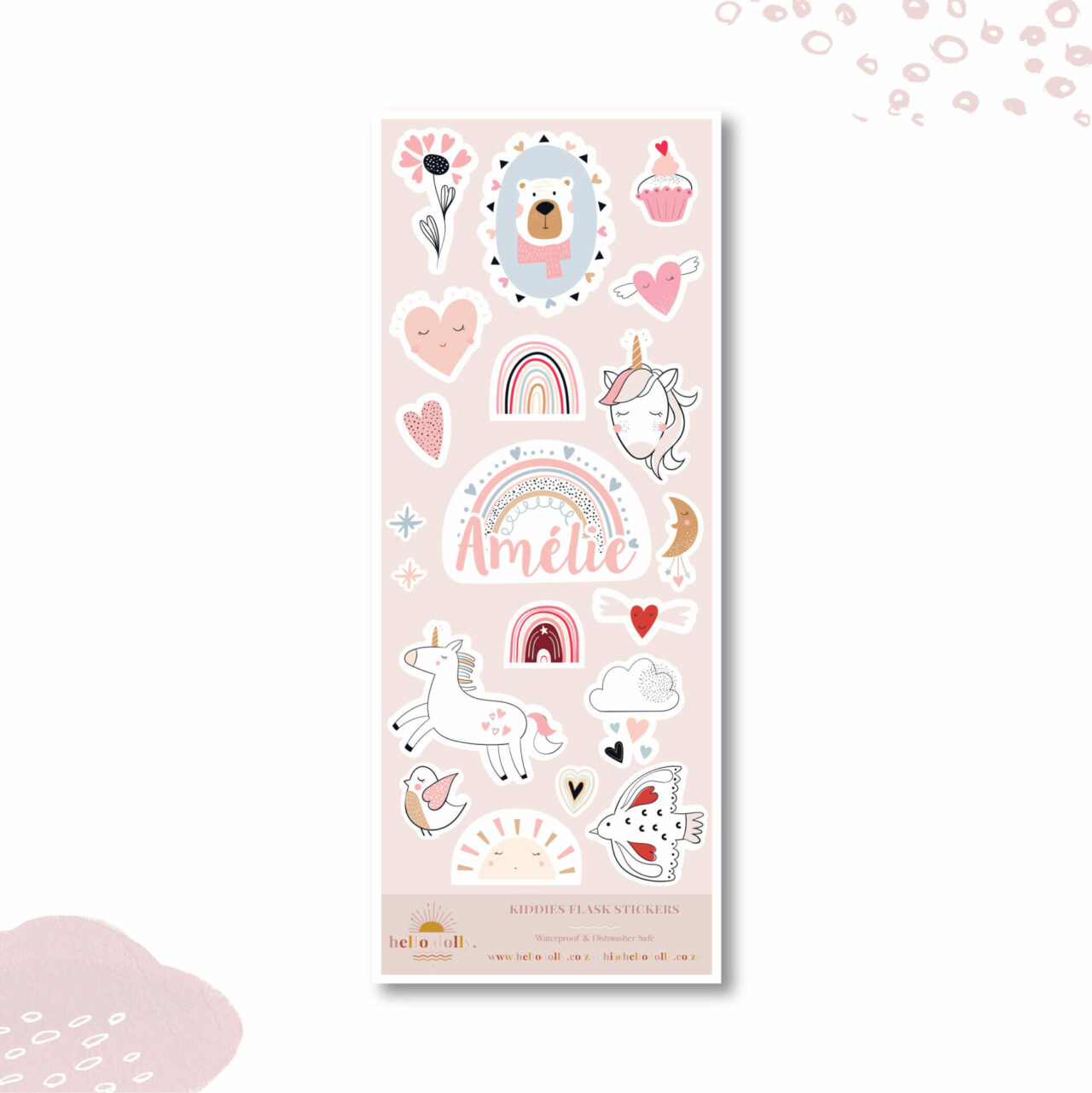 Rainbows & Unicorns Flask Stickers | Hello Dolly Designs
