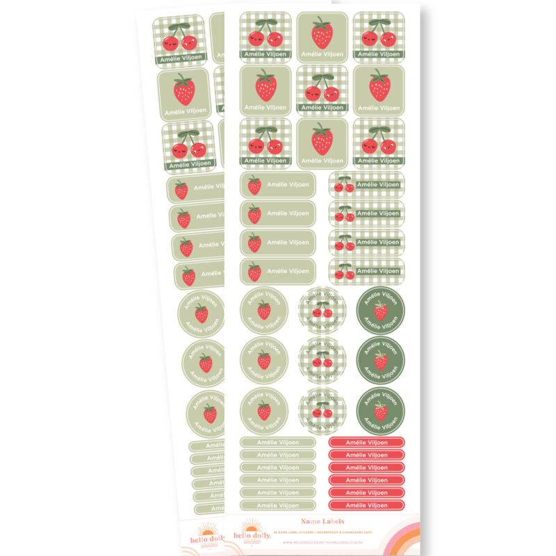 Strawberries & Cherries Name Labels