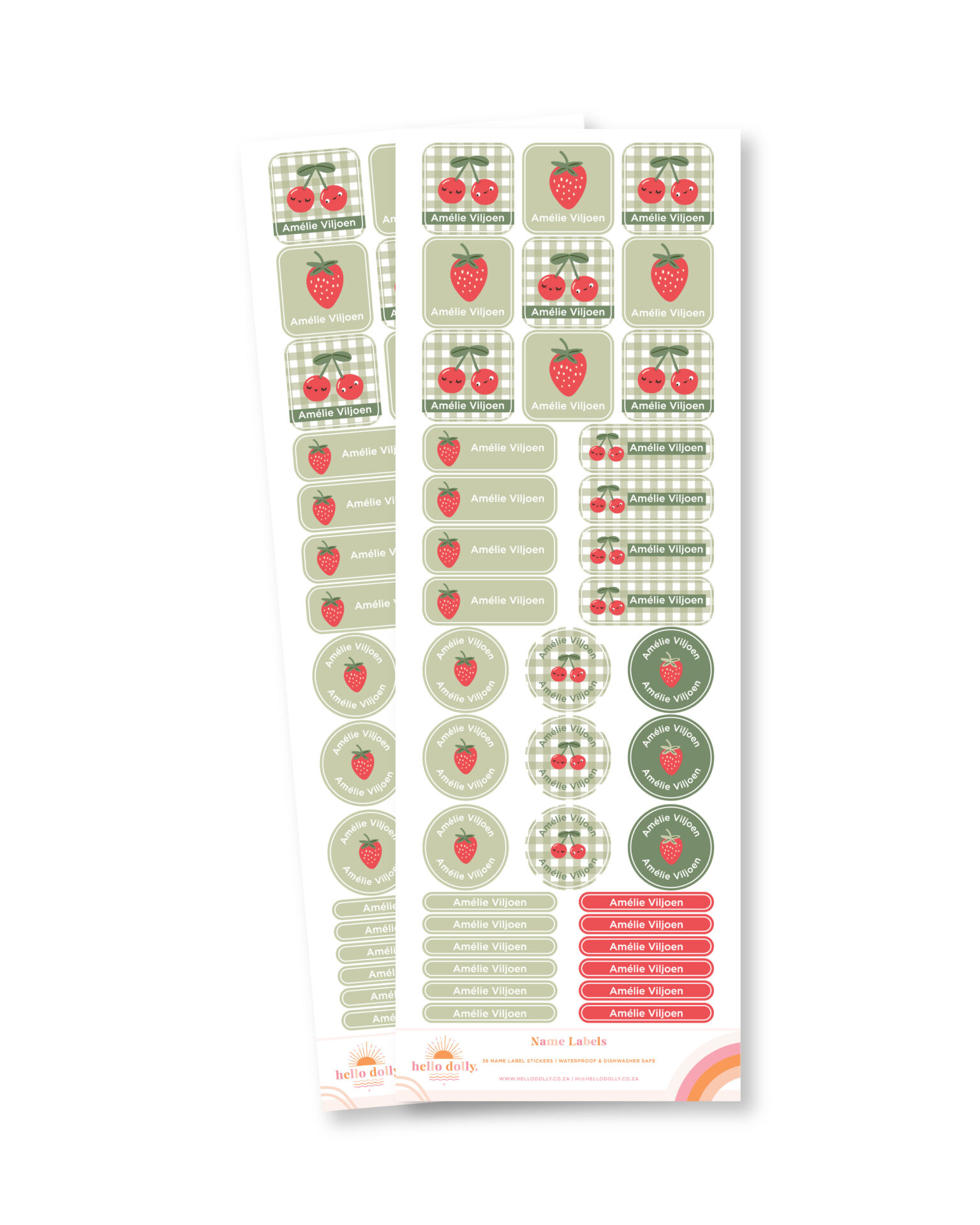 Strawberries & Cherries Name Labels - Image 1